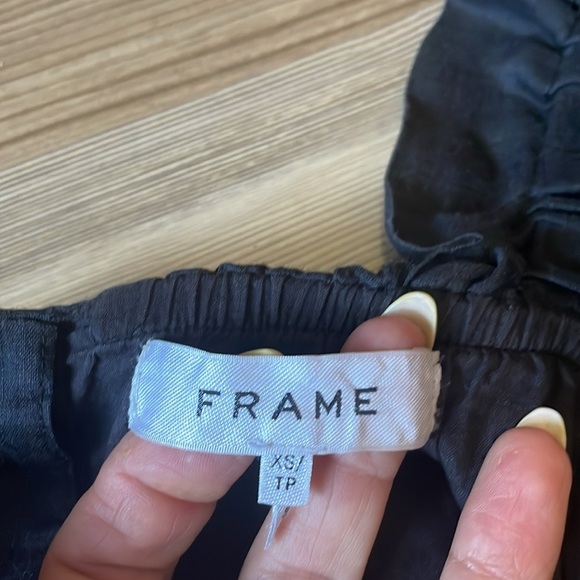 Frame Ruffle Strap Sleeveless Top Black womens XS Feminine Lightweight Lined - Picture 12 of 12